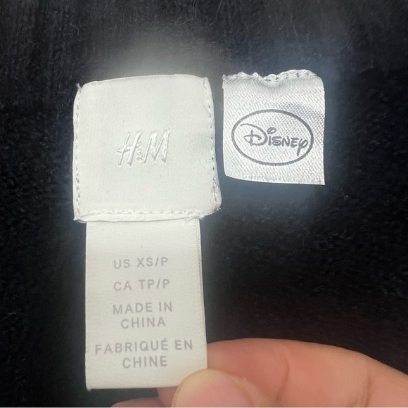 H&M x Disney Minnie Mouse XS Womens Navy Balloon Sleeve Cropped Sweater - Picture 5 of 6